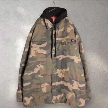 Dickies 디키즈 카모플라쥬 후드 부착 레이어드 덕 자켓 충전솜