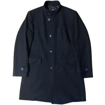 HUGO BOSS 스탠드 카라 울 나일론 롱 코트 블랙 48