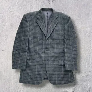테일러드 자켓 체크 울 그레이 계열 구제 의류 모드 y2k H27