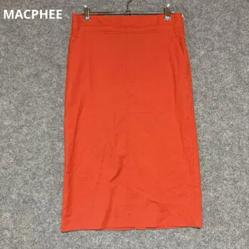 MACPHEE 오렌지 린넨 믹스 타이트 스커트 무릎 기장