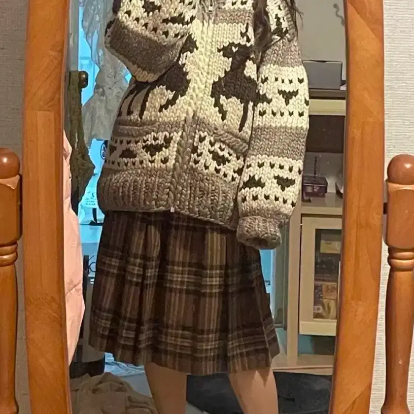 Wool Blend Check School Pleated Brown Skirt #체크스커트,#스쿨룩