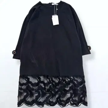 두클라쎄 밑단 레이스 원피스 루즈핏 블랙 M