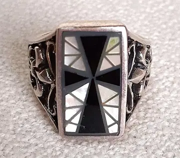 기하학 패턴 남성용 실버 반지 925 각인 약 16호 중고품