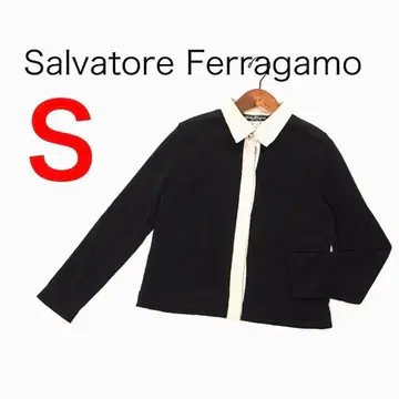 H2572-56 페라가모 실크 혼방 긴팔 가디건 카라 부착