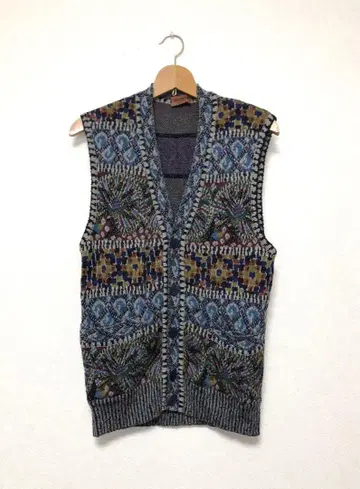 MISSONI 니트 베스트 V넥 이탈리아제 가디건 울 올 패턴