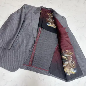새상품급 스트라이프 테일러드 자켓 용 안감 백 오픈