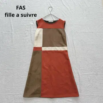 FAS 블록 컬러 스웨이드 원피스 슬리브리스 깔끔한 스트레치