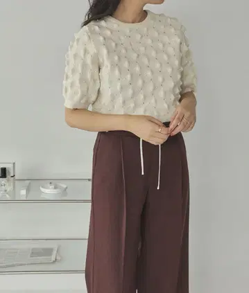 티티베이트 아이보리 반팔 니트 L 사이즈