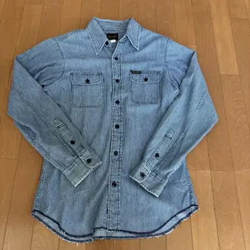 Wrangler 스트라이프 데님 셔츠 L 히코리