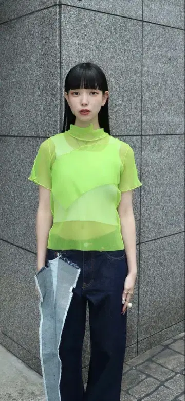 kotohayokozawa Layered Sheer Top(LIME)