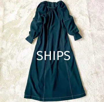 [ 새상품급 ] SHIPS 스티치 숄더 턱 원피스 다크 그린 S