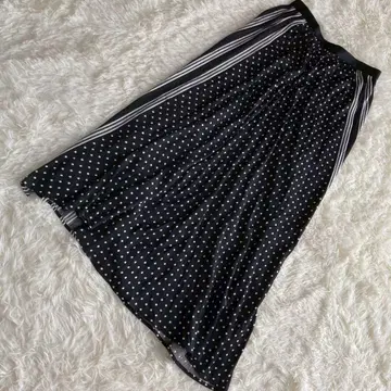 IENA 패턴 스커트 블랙 38 도트 스트라이프 오샤레 내추럴