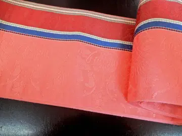 순수 실크 치쿠젠 원조 하카타오리 반폭 오비 핑크 계열