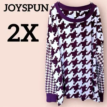 새상품급 JOYSPUN [ 2X ] 하운드 투스 패턴 긴팔 니트