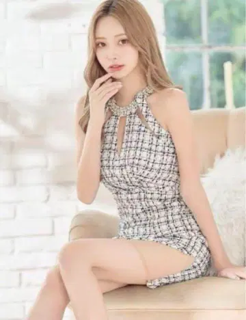 JEWELS 비쥬 체크 무늬 타이트 드레스 M