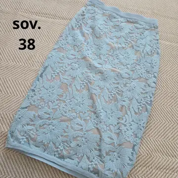 [ 새상품급 ] sov. 라이트 블루 레이스 타이트 스커트 38 자수