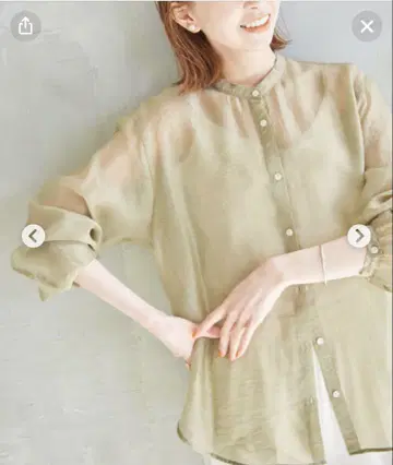 SLOBE IENA 밴드 카라 시어 셔츠 블라우스