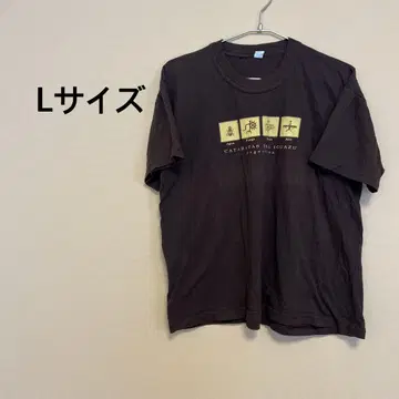 남성용/반팔/T셔츠/브라운/브라운/프린트