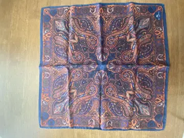 ETRO 이탈리아제 페이즐리 무늬 실크 미니 스카프 약 42cm