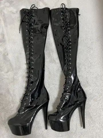24.5cm 에나멜 롱 부츠
