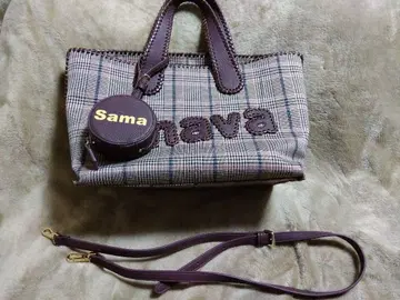 사만다 타바사 글렌체크 브라운 2way 토트백