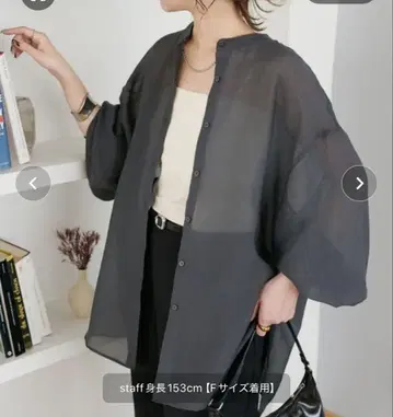 택 포함 새상품 Discoat 시어 밴드 카라 셔츠