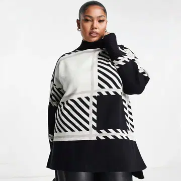 River Island 플러스 버튼 넥 스웨터