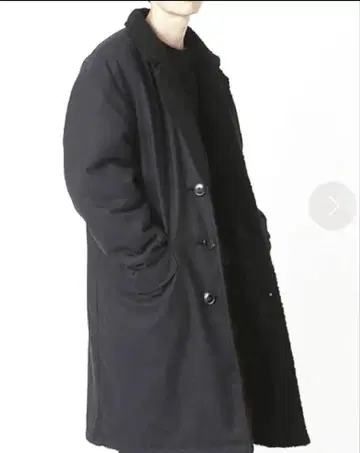 BEAMS 리버서블 체스터 코트 블랙