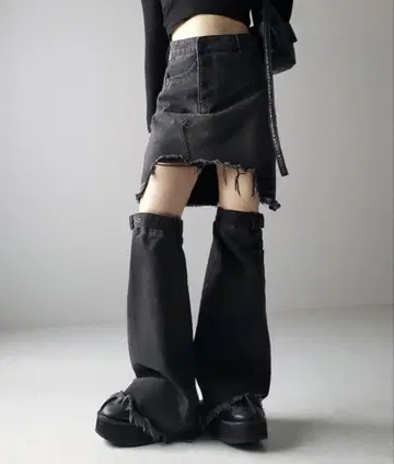 me+em select 데님 미니 스커트 + 데님 레그 커버 SET