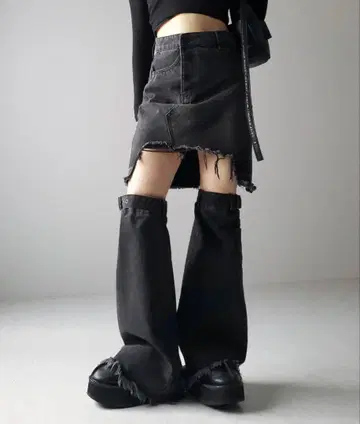 me+em select 데님 미니 스커트 + 데님 레그 커버 SET