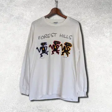 90s Hanes BEEFY USA 제작 롱 T FOREST HILLS