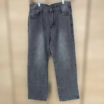 Aellaras 그레이 스트레이트 데님 팬츠