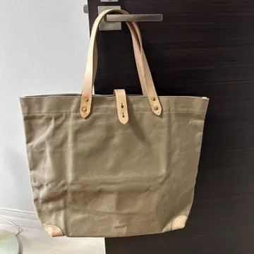 쿠라시키 캔버스 canvas/leather tote bag 베이지 L