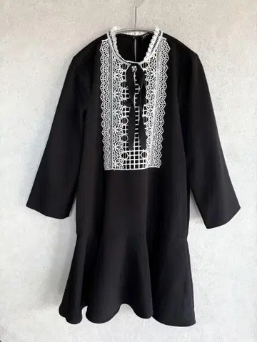 ZARA 원피스 XS 블랙 비쥬 그로그랭 리본 레이스