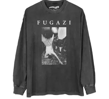FUGAZI 워시드 블랙 그레이 긴팔 티셔츠 M