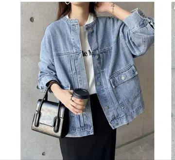 [ 새상품급 ] 오버 사이즈 노카라 데님 자켓