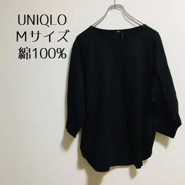 [ UNIQLO 유니클로 ] 블랙 상의 면100% 7부 소매 M 사이즈