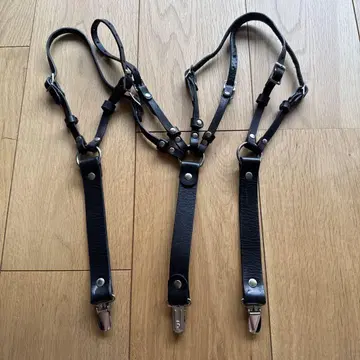 ZANABAYNE 가죽 서스펜더 BLACK