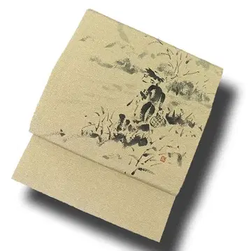 7175  직조 9촌 나고야 오비 카파 손그림 작가 작품 새상품급