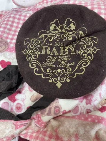 [ 레어 ] 베이비더스타즈 샤인브라이트 30주년 프린트 베레모 브라운