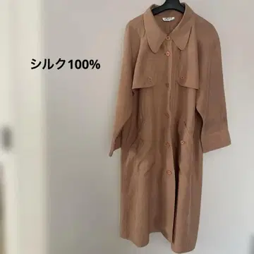 구제 의류 트렌치코트 오렌지 실크 100% 벨트 없음 루즈핏