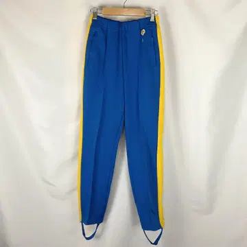 DESCENTE 트랙 팬츠 M 파랑 옐로우 컬러 발걸이 포함 B3677