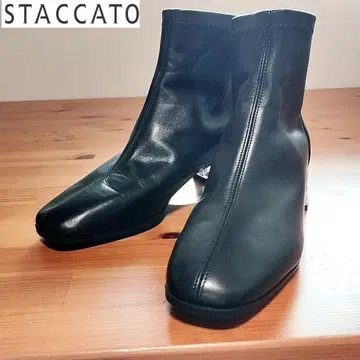 STACCATO 블랙 숏 부츠 클리어힐 지퍼