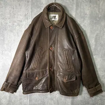 최상급 두툼한 양가죽 가죽 자켓 브라운 부드러운 빈티지