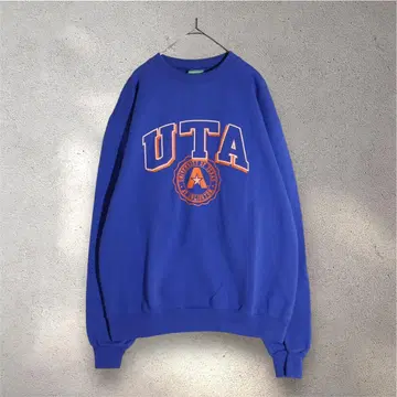 챔피온 블루 칼리지 로고 US 구제 의류 맨투맨