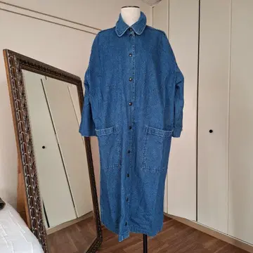 빈티지 데님 오버 사이즈 코트 롱 기장 캐주얼