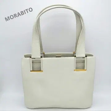 [ S ] MORABITO 모라비토 가죽 핸드백 화이트 골드 금장 장식