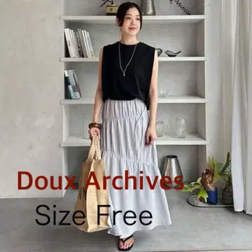 Doux archives 드 아카이브 롱 스커트 플레어 새상품 그레이