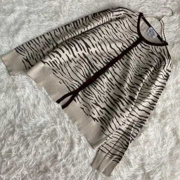 KRIZIA 패턴 가디건 베이지 L 애니멀 비쥬 제브라 오샤레