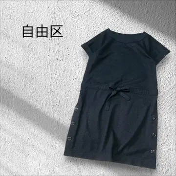 자유구 허리 리본 달린 박스 원피스 튜닉 L